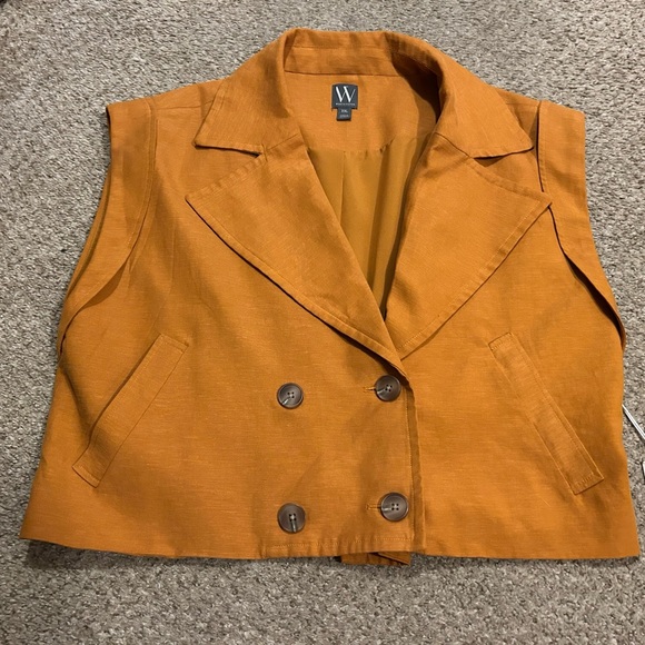 Worthington Jackets & Blazers - NWT Worthington Sleeveless Double-Breasted Brown Crop Jacket XXL